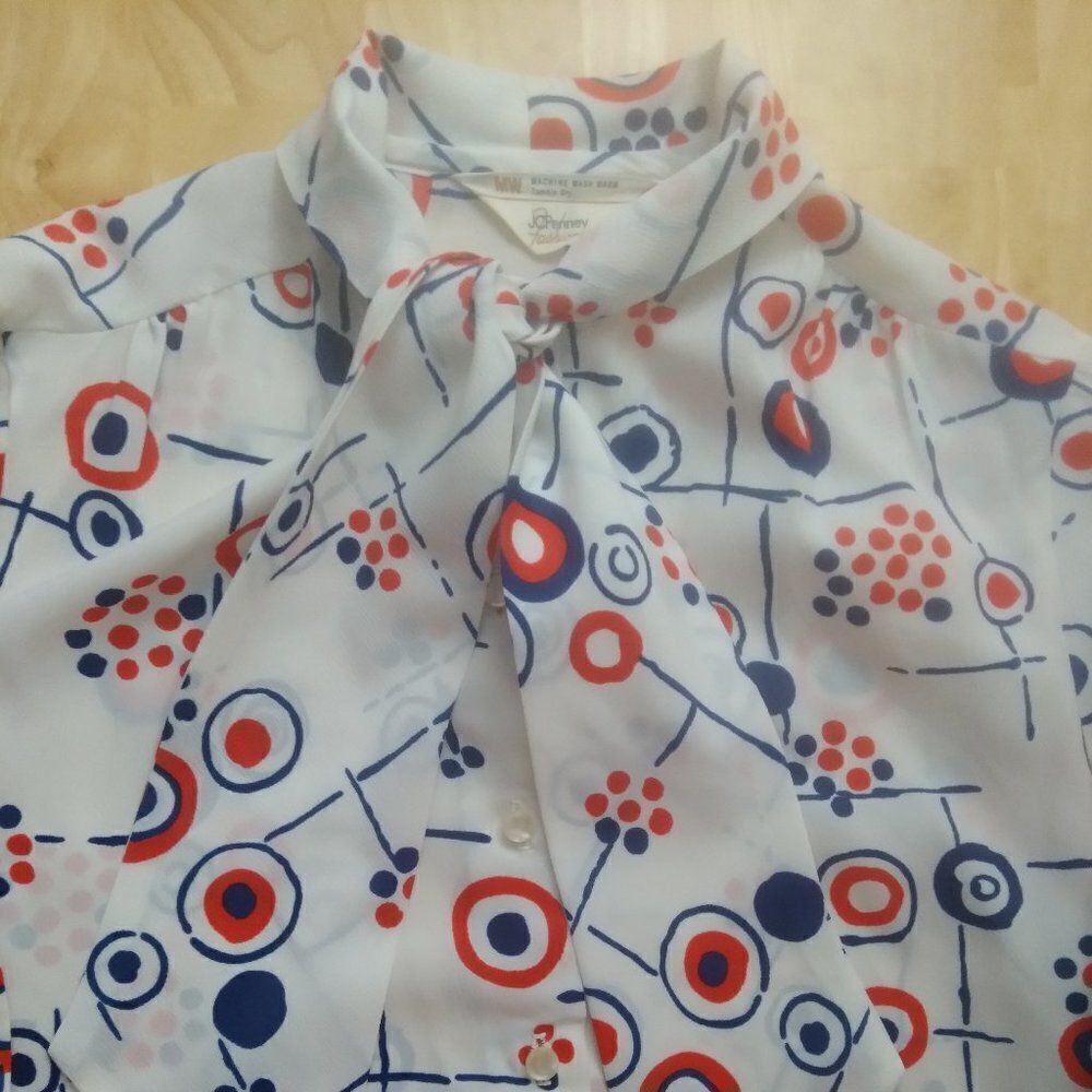 Vintage JC Penney Circles Geometric Polyester Disco Shirt